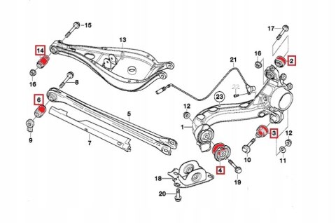 TULEJE WAHACZY TYŁ TYLNE ZESTAW BMW E36 E46 TULEJE WAHACZY TYŁ TYLNE ZESTAW BMW E36 E46