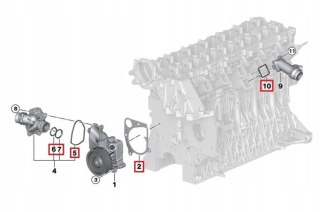 USZCZELKA TERMOSTATU POMPY WODY BMW E46 318 320d