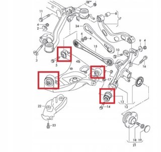 WAHACZE WACHACZ TULEJE TYŁ ZESTAW AUDI A4 B7