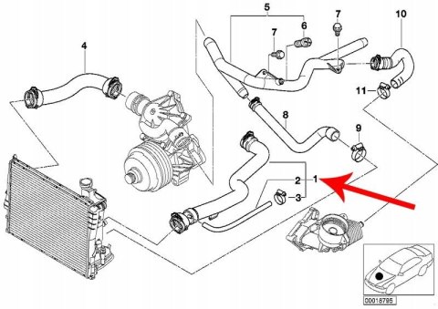 PRZEWÓD WĄŻ CHŁODNICY ORYG. LEWY BMW E39 530d